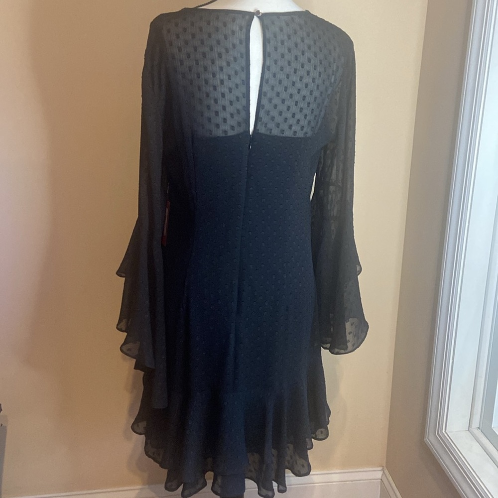 VINCE CAMUTO Black Clip Dot Chiffon NWT Size 16 Dress - Picture 5 of 14
